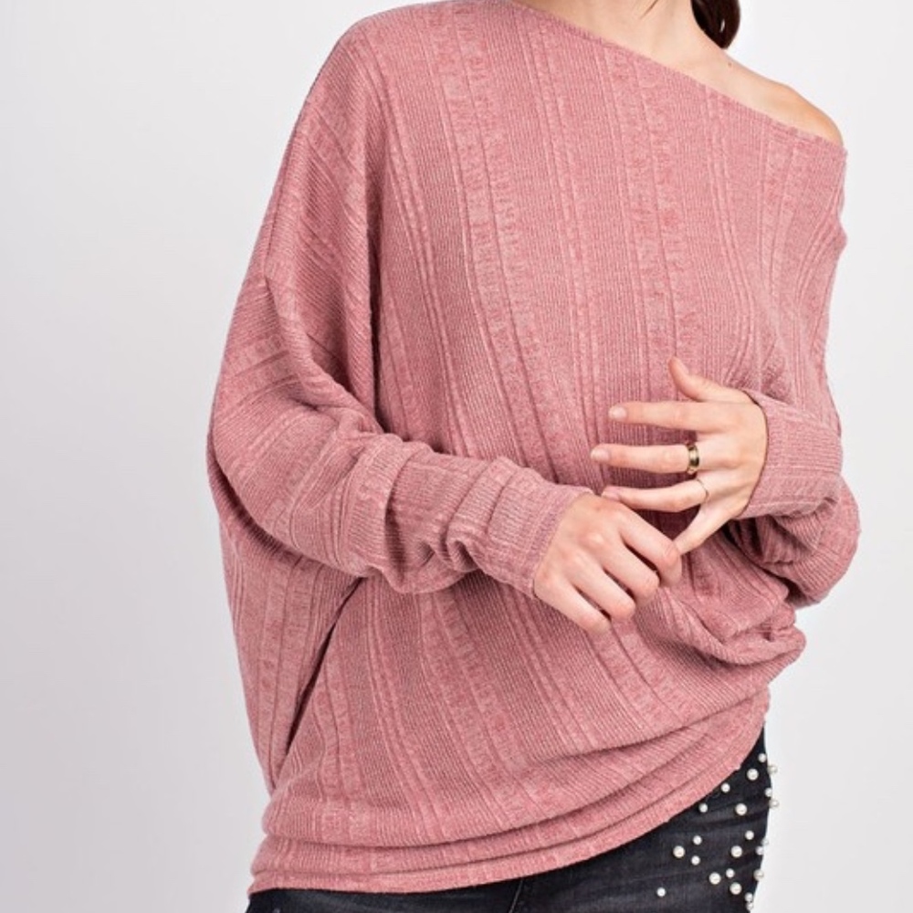 NWT Easel Dusty Rose Knit Top